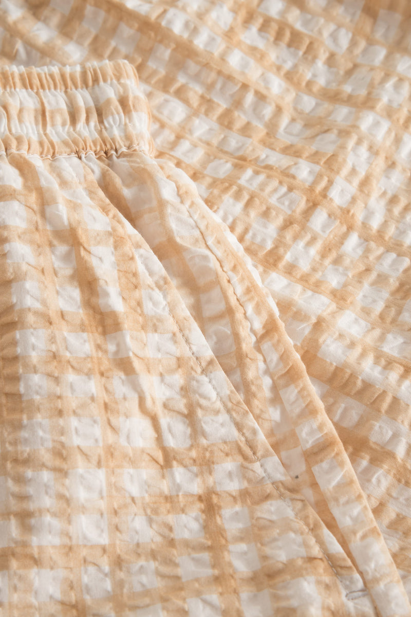 Rue de Tokyo PETRI SHORTS BEIGE/WHITE CHECK PANTS BEIGE/WHITE CHECK