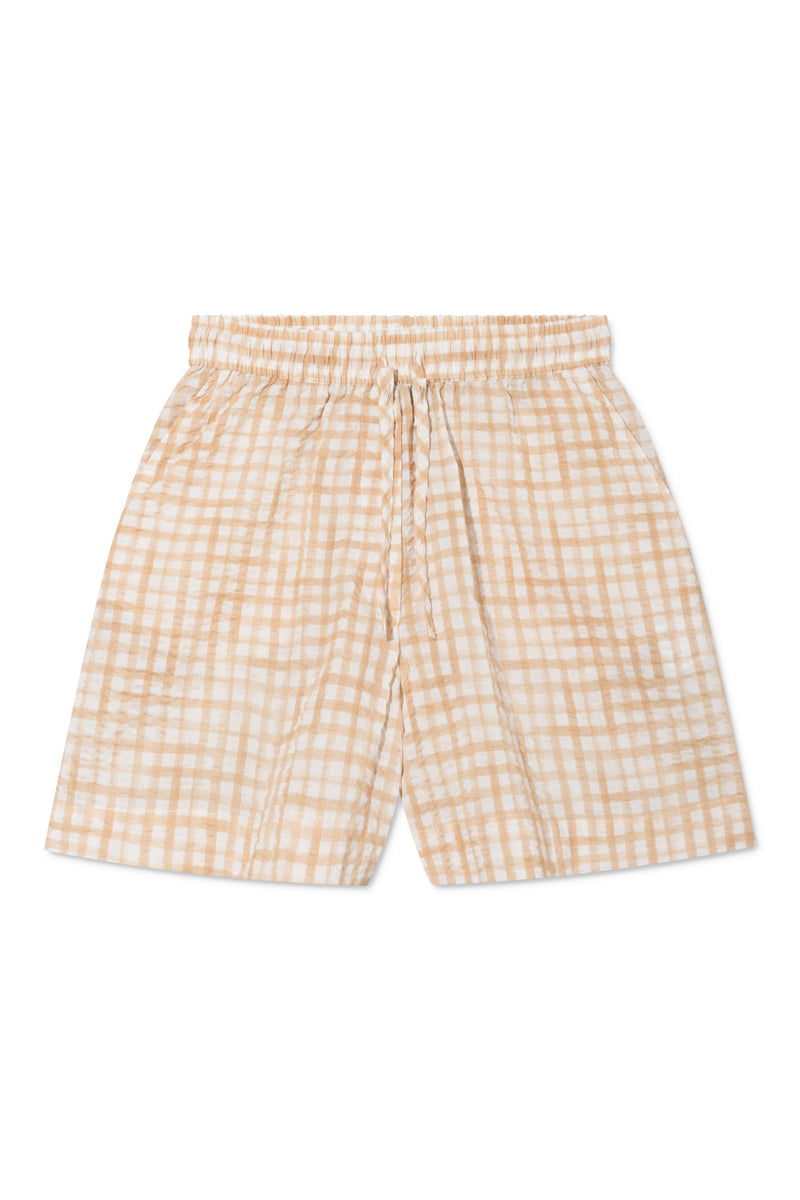 Rue de Tokyo PETRI SHORTS BEIGE/WHITE CHECK PANTS BEIGE/WHITE CHECK
