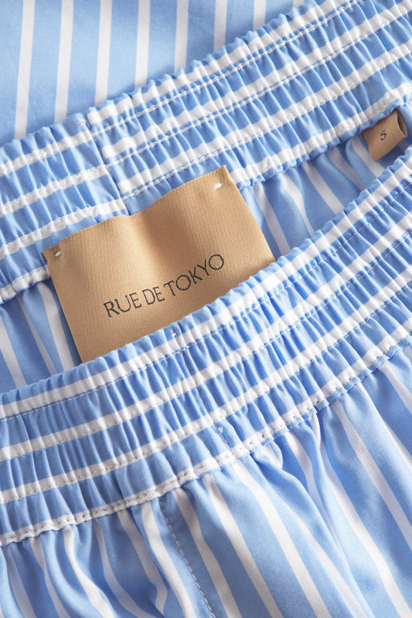 Rue de Tokyo PETRI VENICE SUNBLEACHED STRIPE SHORTS OCEAN BLUE