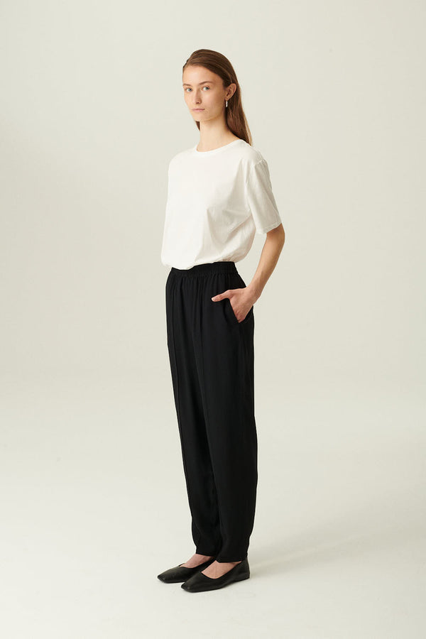 Rue de Tokyo PHILIPPA SILK CREPE DE CHINE PANTS BLACK