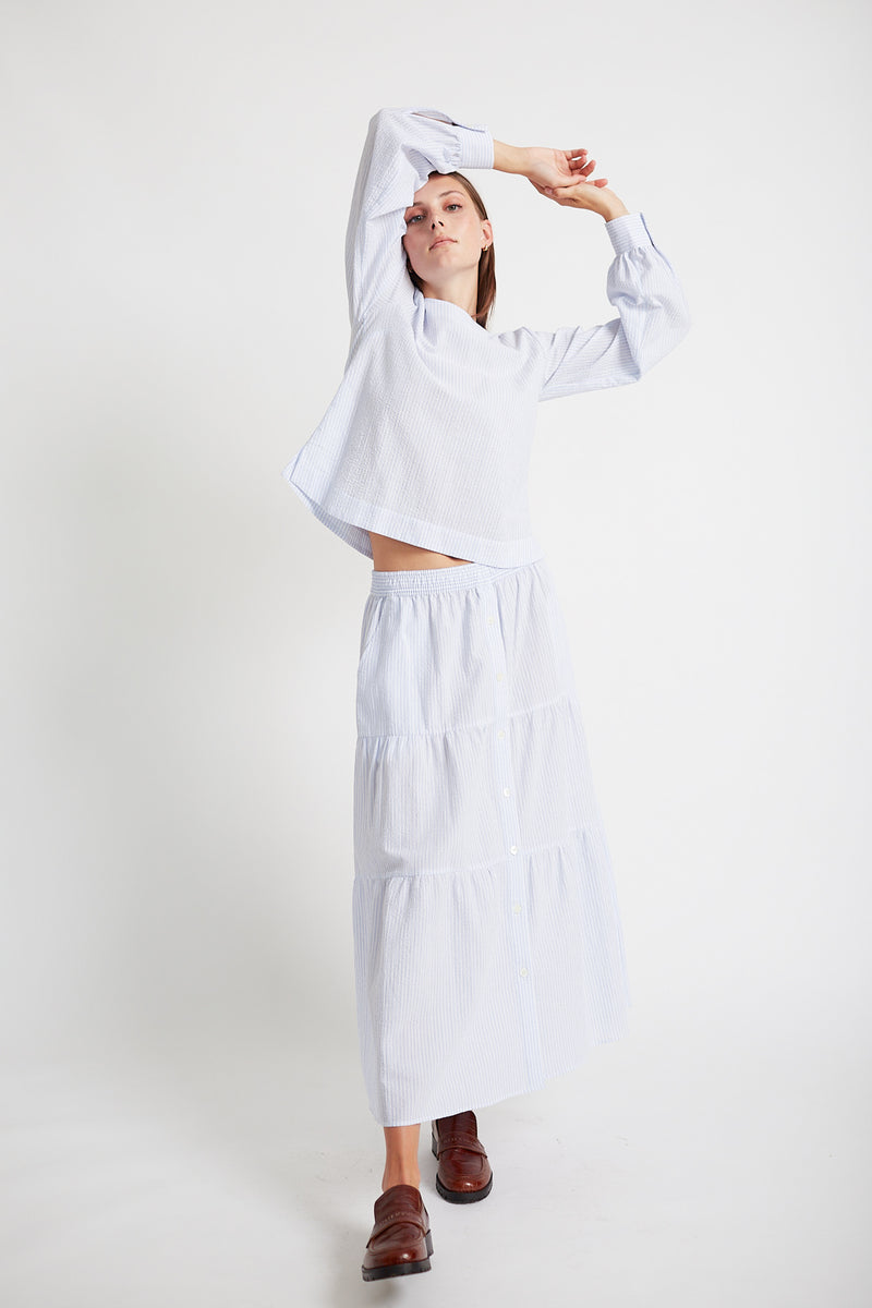 Rue de Tokyo PHI SKIRT LIGHT BLUE/WHITE STRIPE SKIRTS
