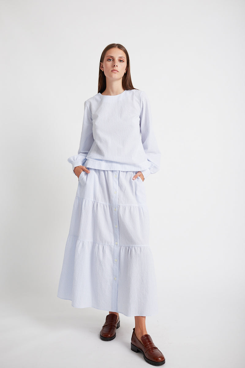 Rue de Tokyo PHI SKIRT LIGHT BLUE/WHITE STRIPE SKIRTS