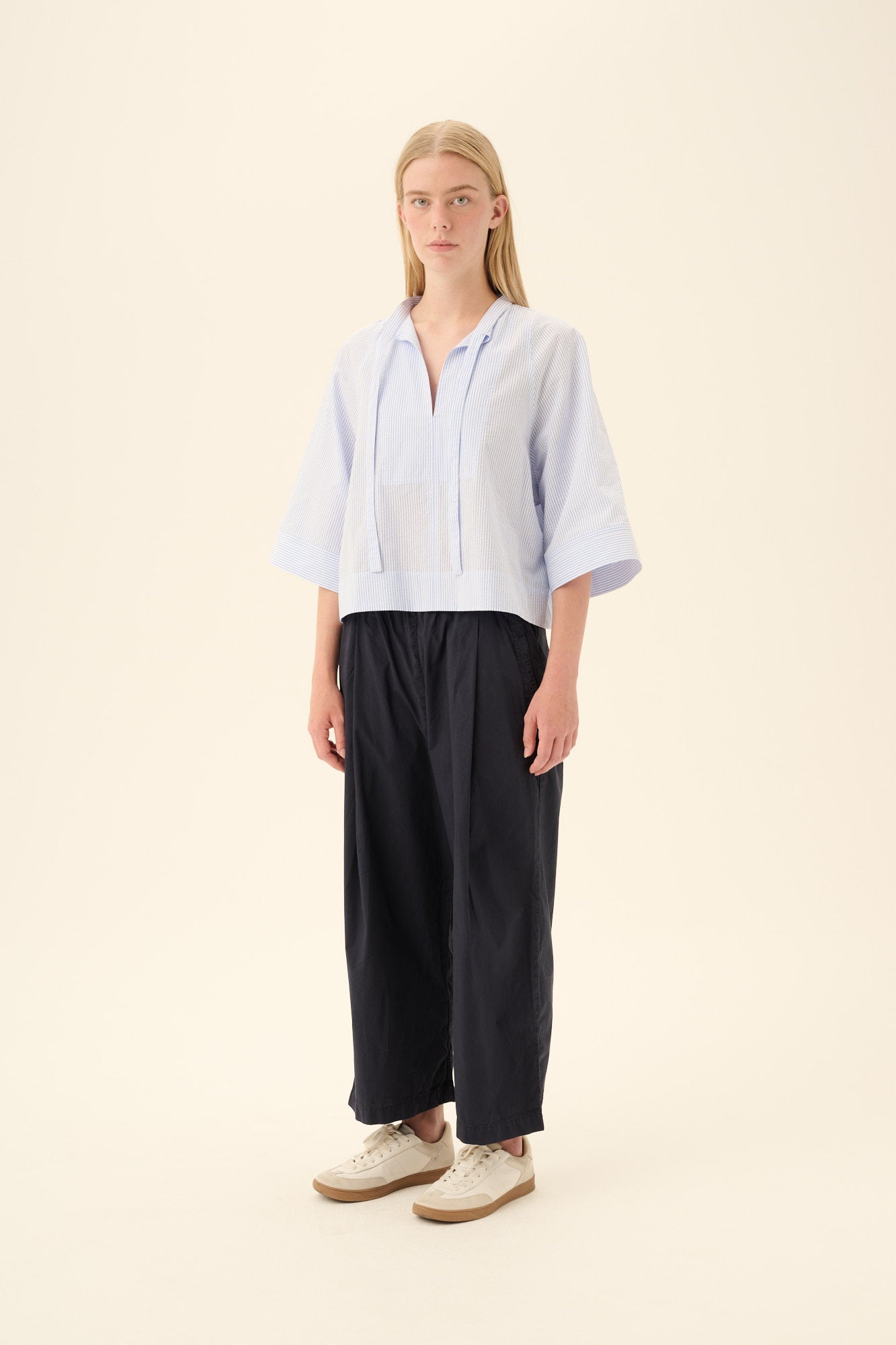 Rue de Tokyo PIA ORGANIC GARMENT DYED POPLIN Pants DARK NAVY