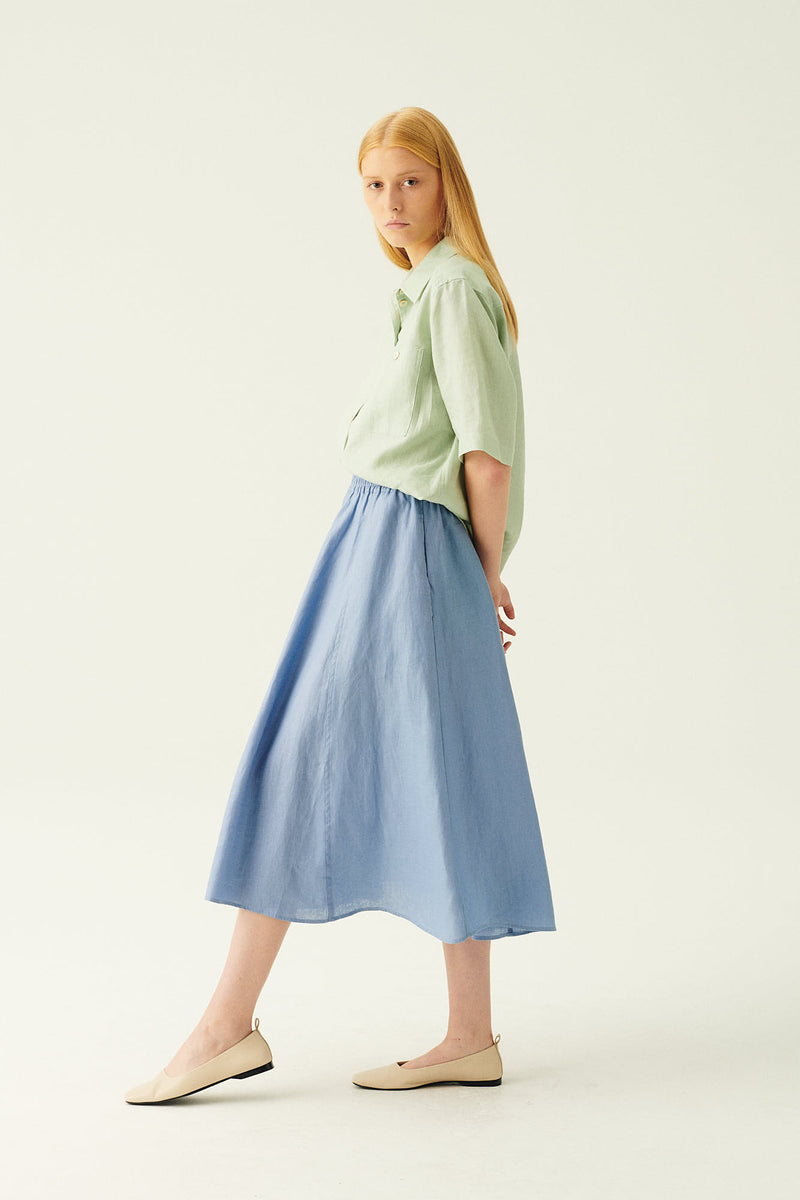 Rue de Tokyo PILAR LIGHT LINEN SKIRTS OCEAN BLUE