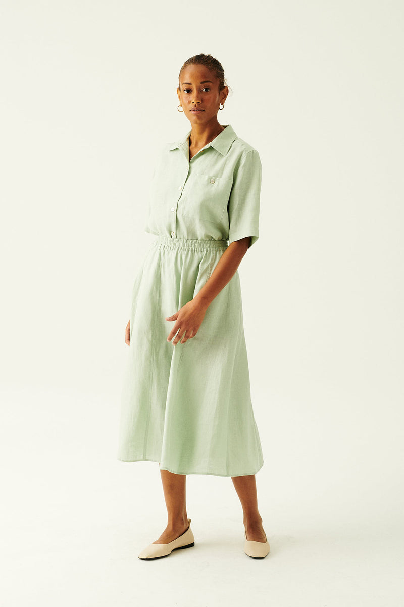 Rue de Tokyo PILAR LIGHT LINEN SKIRTS SOFT MINT