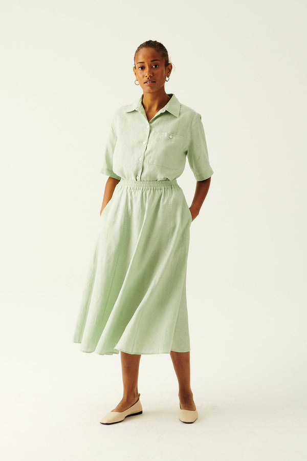 Rue de Tokyo PILAR LIGHT LINEN SKIRTS SOFT MINT