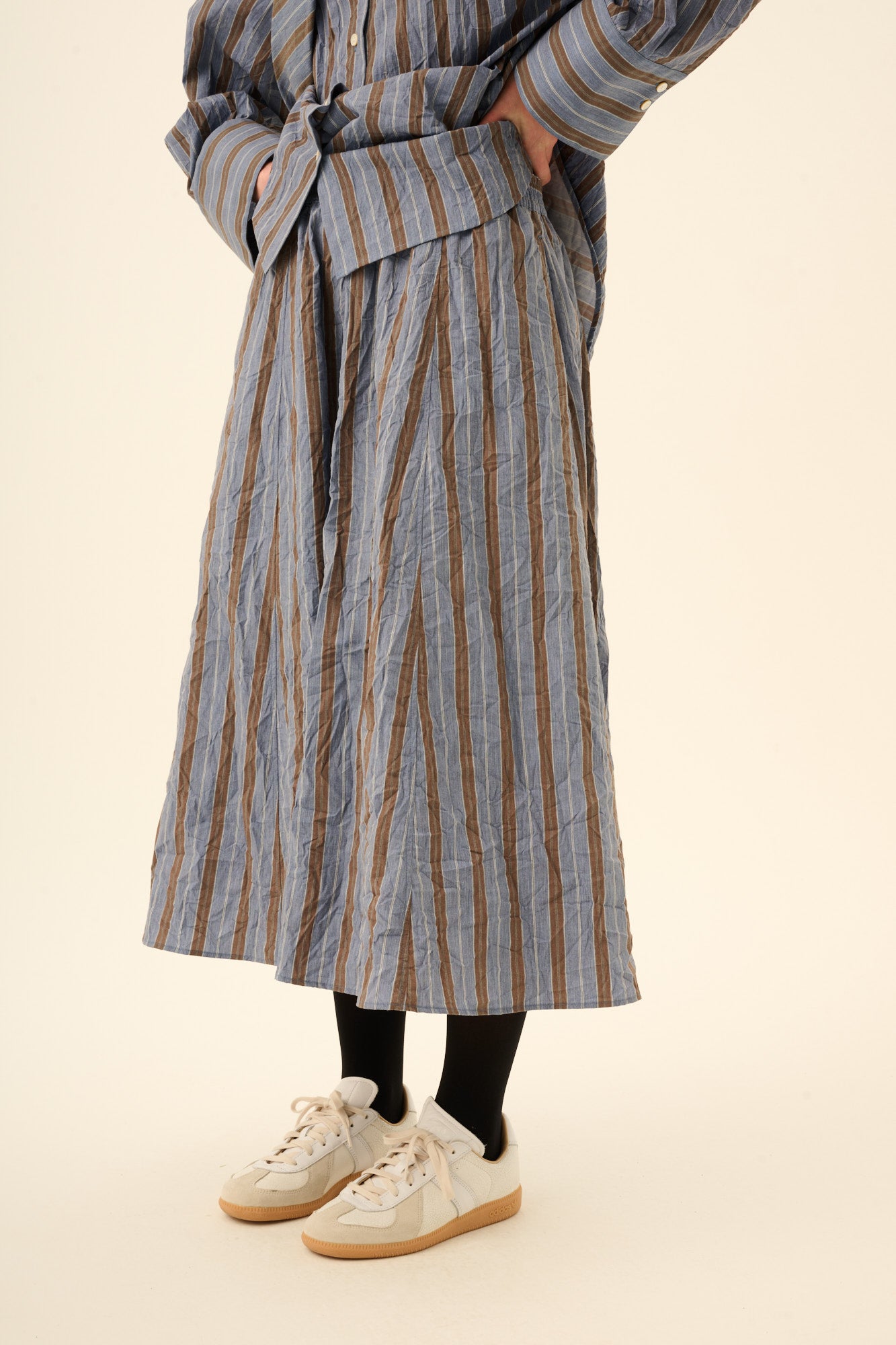 Rue de Tokyo PILAR MELANGE STRIPE Skirts BROWN/BLUE