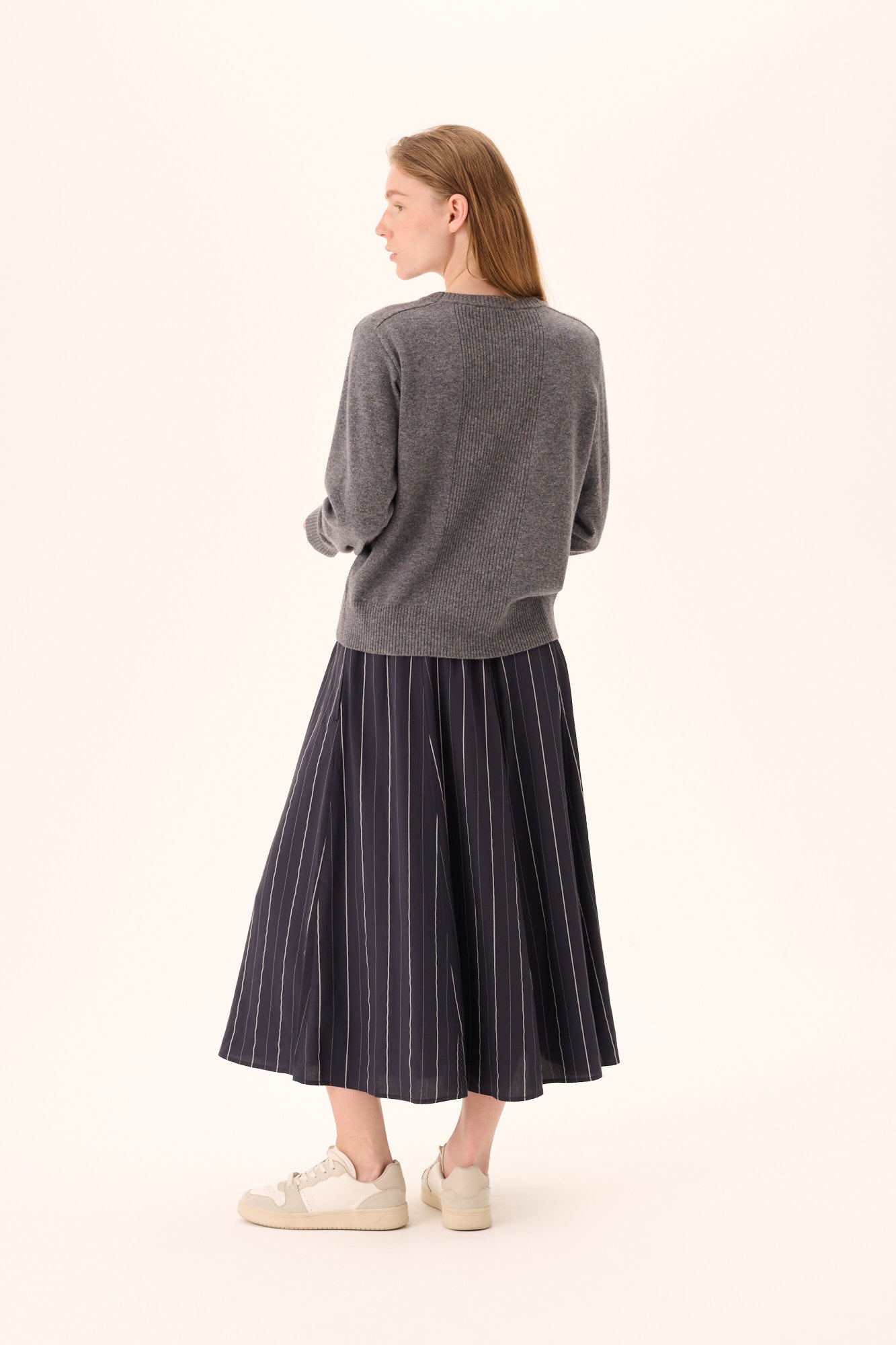 Rue de Tokyo PILAR STRIPED TENCEL Skirts DARK NAVY STRIPE