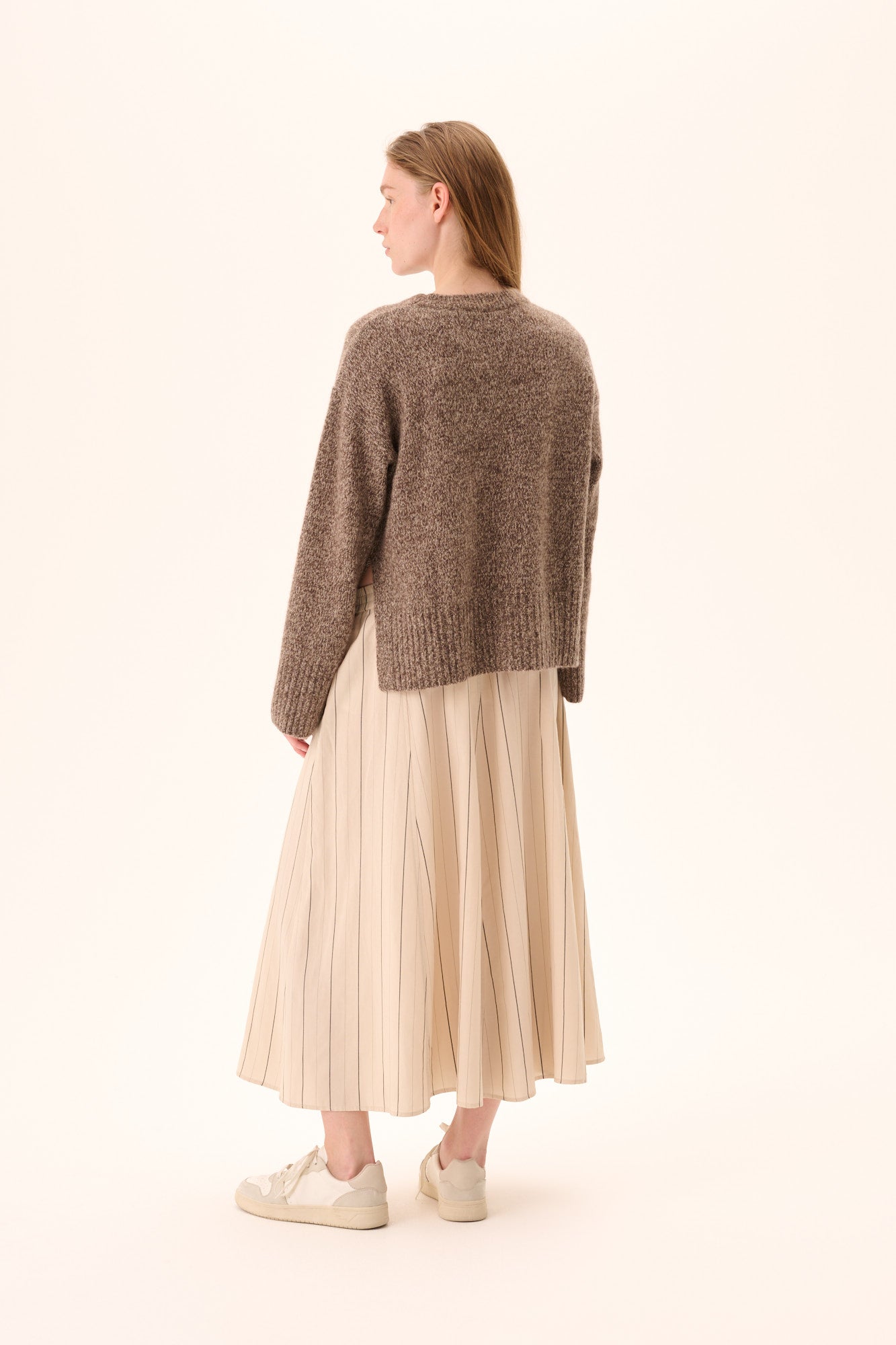 Rue de Tokyo PILAR STRIPED TENCEL Skirts ECRU BLACK STRIPE