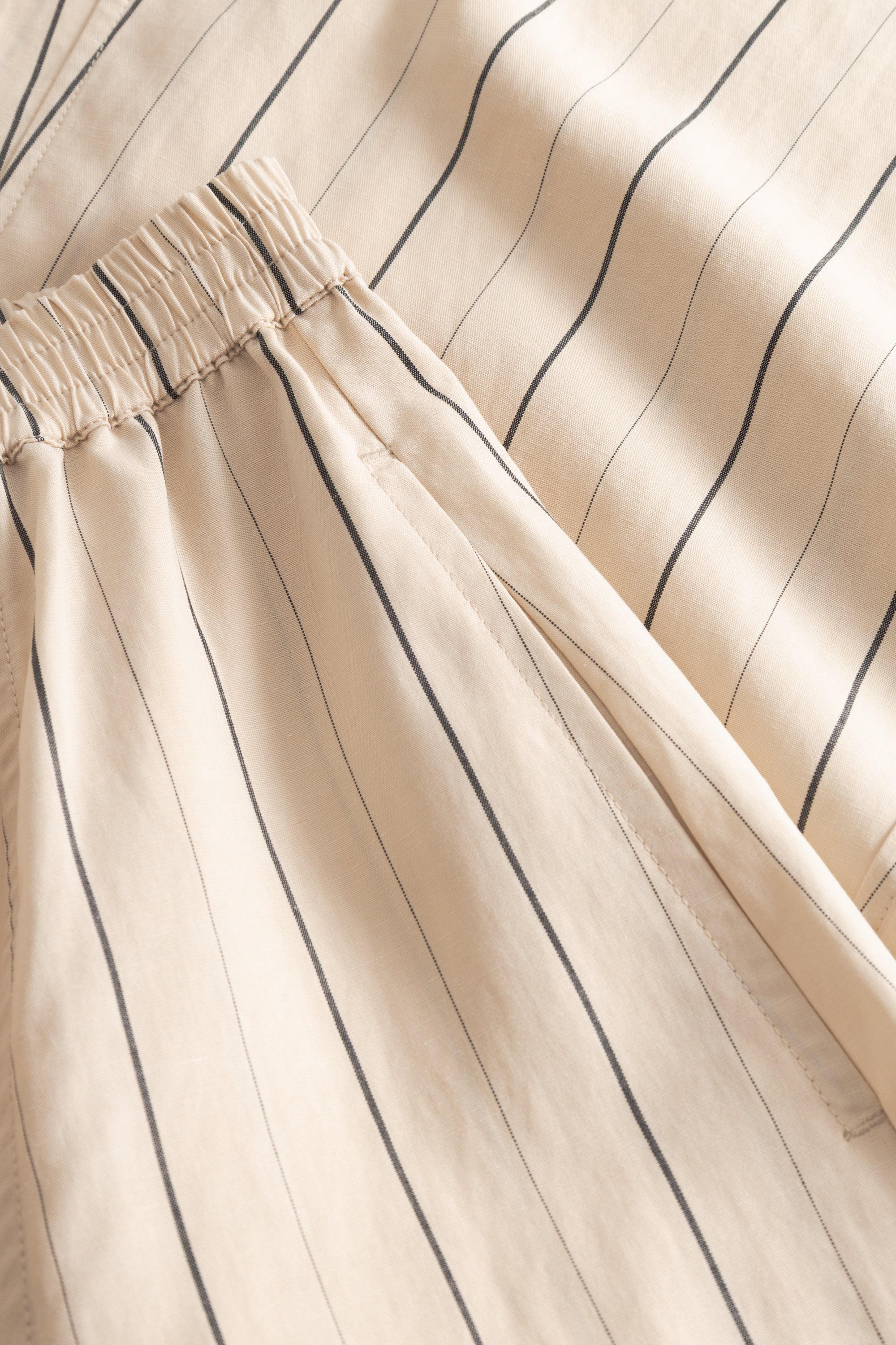 Rue de Tokyo PILAR STRIPED TENCEL Skirts ECRU BLACK STRIPE