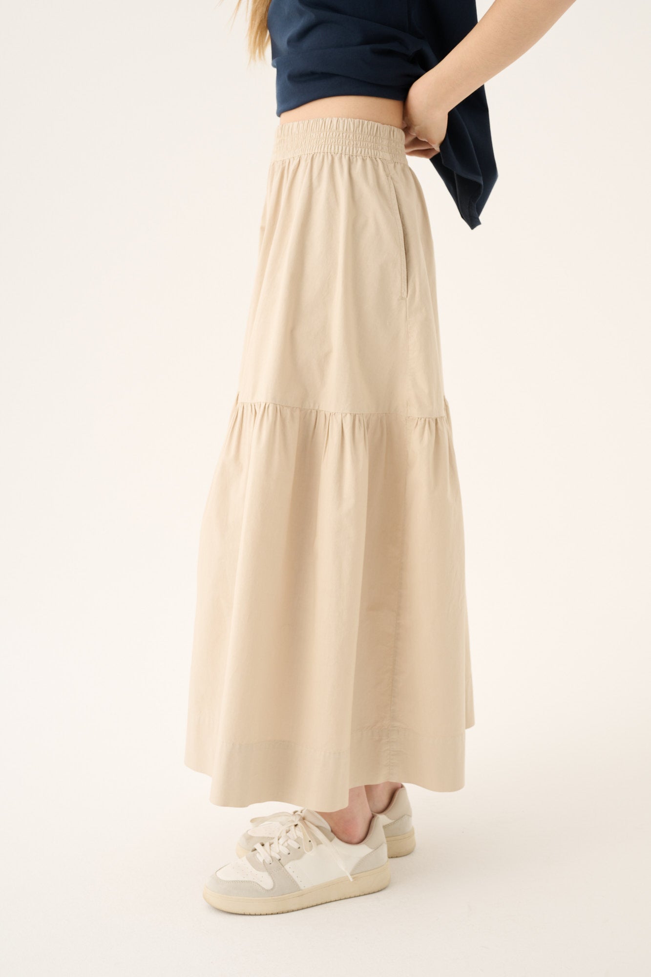 Rue de Tokyo POEMU ORGANIC GARMENT DYED POPLIN Skirts BEIGE