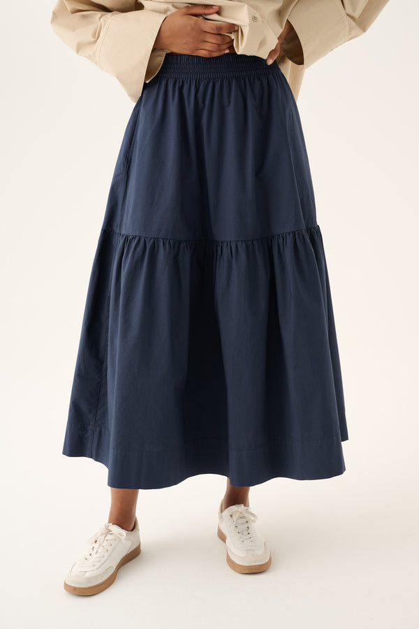 Rue de Tokyo POEMU ORGANIC GARMENT DYED POPLIN Skirts DARK NAVY