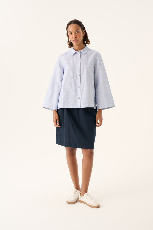 Rue de Tokyo PORUKA LIGHT LINEN SOLID Skirts INK BLUE