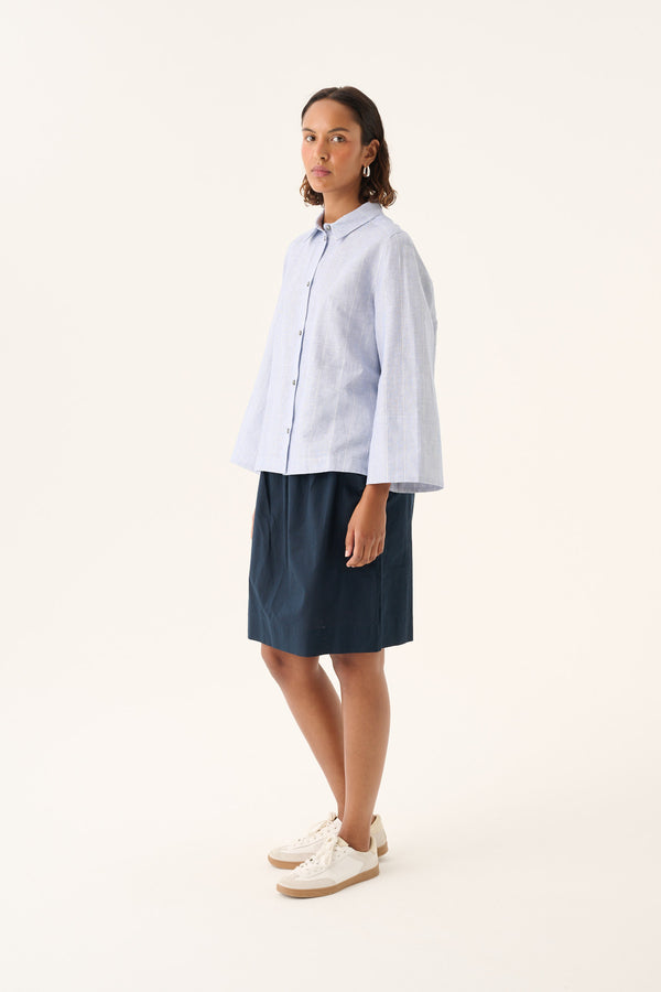 Rue de Tokyo PORUKA LIGHT LINEN SOLID Skirts INK BLUE