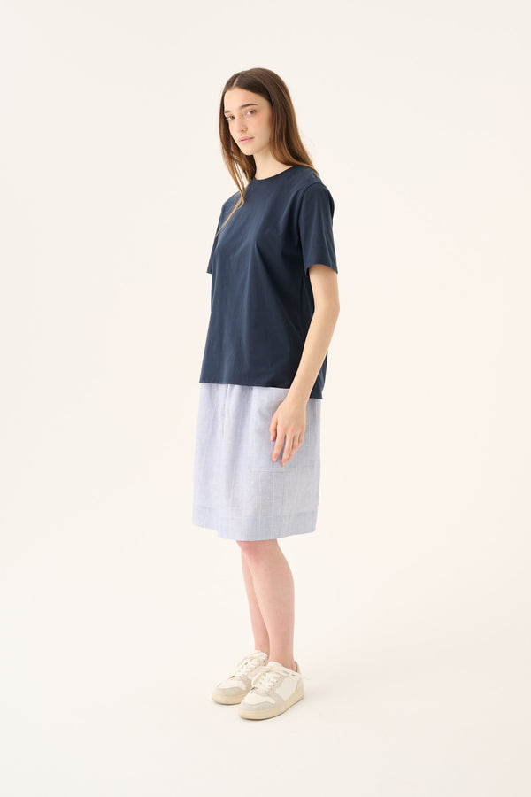 Rue de Tokyo PORUKA LIGHT LINEN STRIPE Skirts BLUE DUAL STRIPE