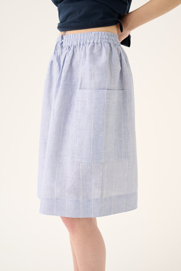 Rue de Tokyo PORUKA LIGHT LINEN STRIPE Skirts BLUE DUAL STRIPE