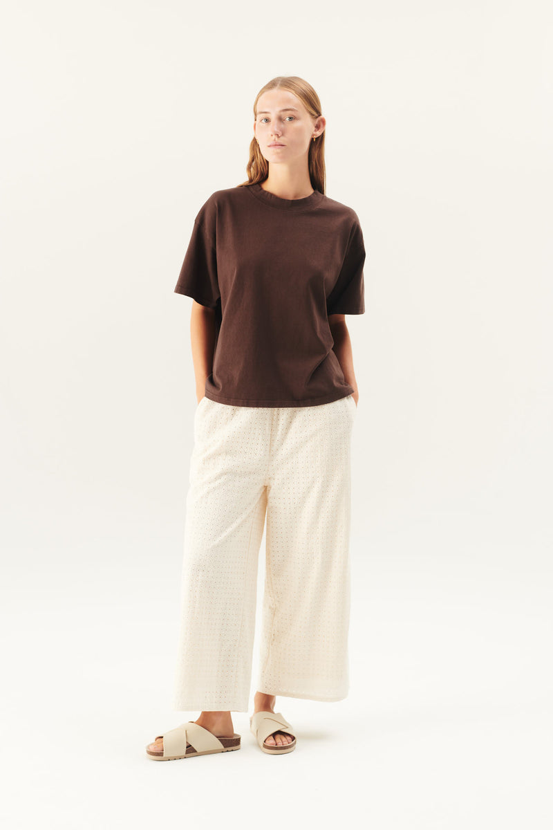 Rue de Tokyo PRISI EMBROIDERY COTTON PANTS OFF WHITE