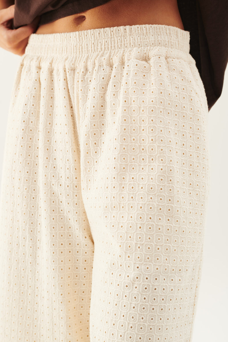 Rue de Tokyo PRISI EMBROIDERY COTTON PANTS OFF WHITE