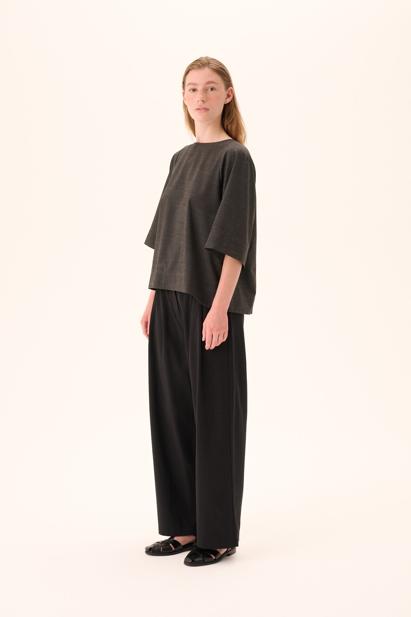 Rue de Tokyo PRUDIE SANDWASHED CT TENCEL Pants BLACK