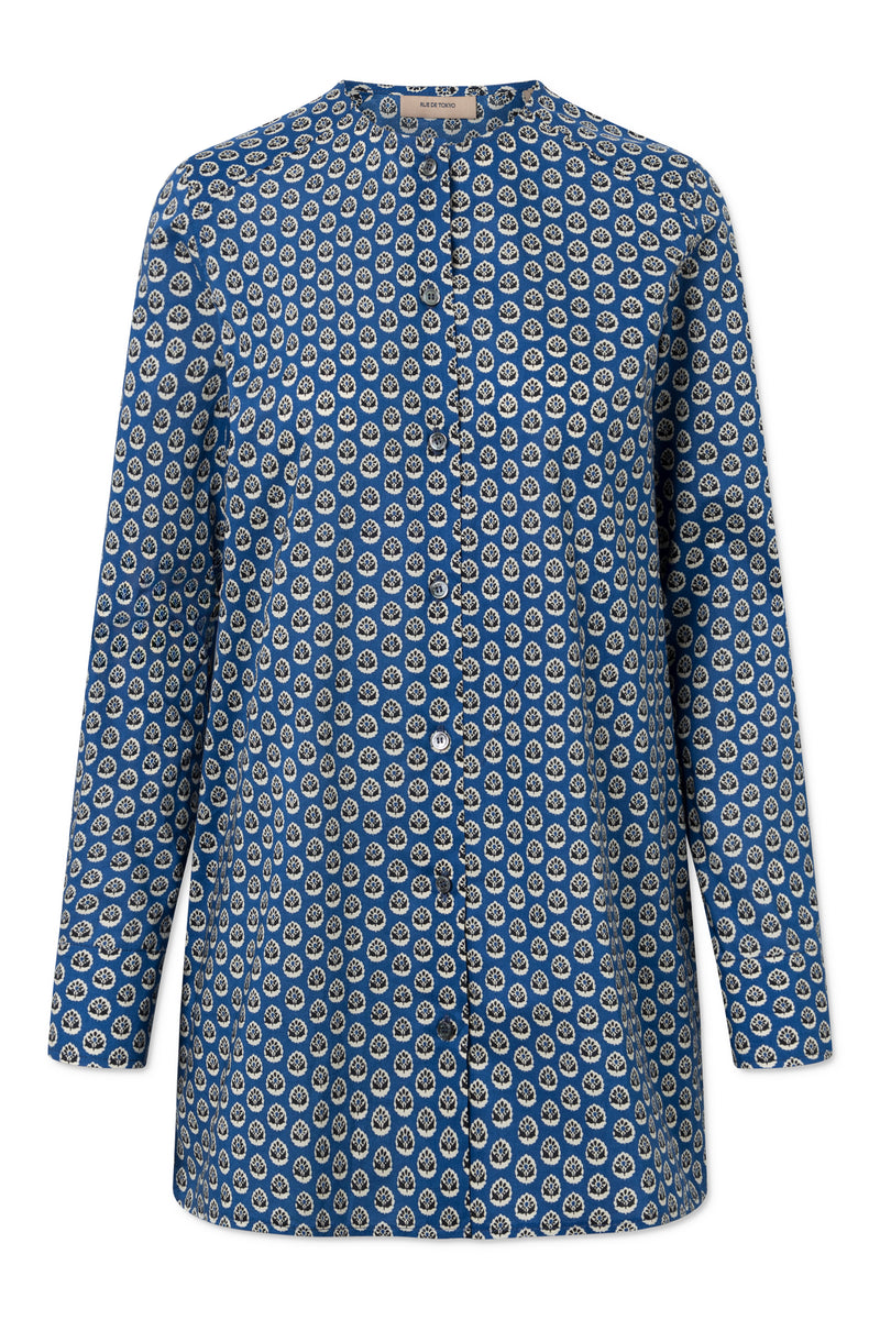 Rue de Tokyo SAFRAN JAPANESE FLOWER PRINT SHIRTS BLUE