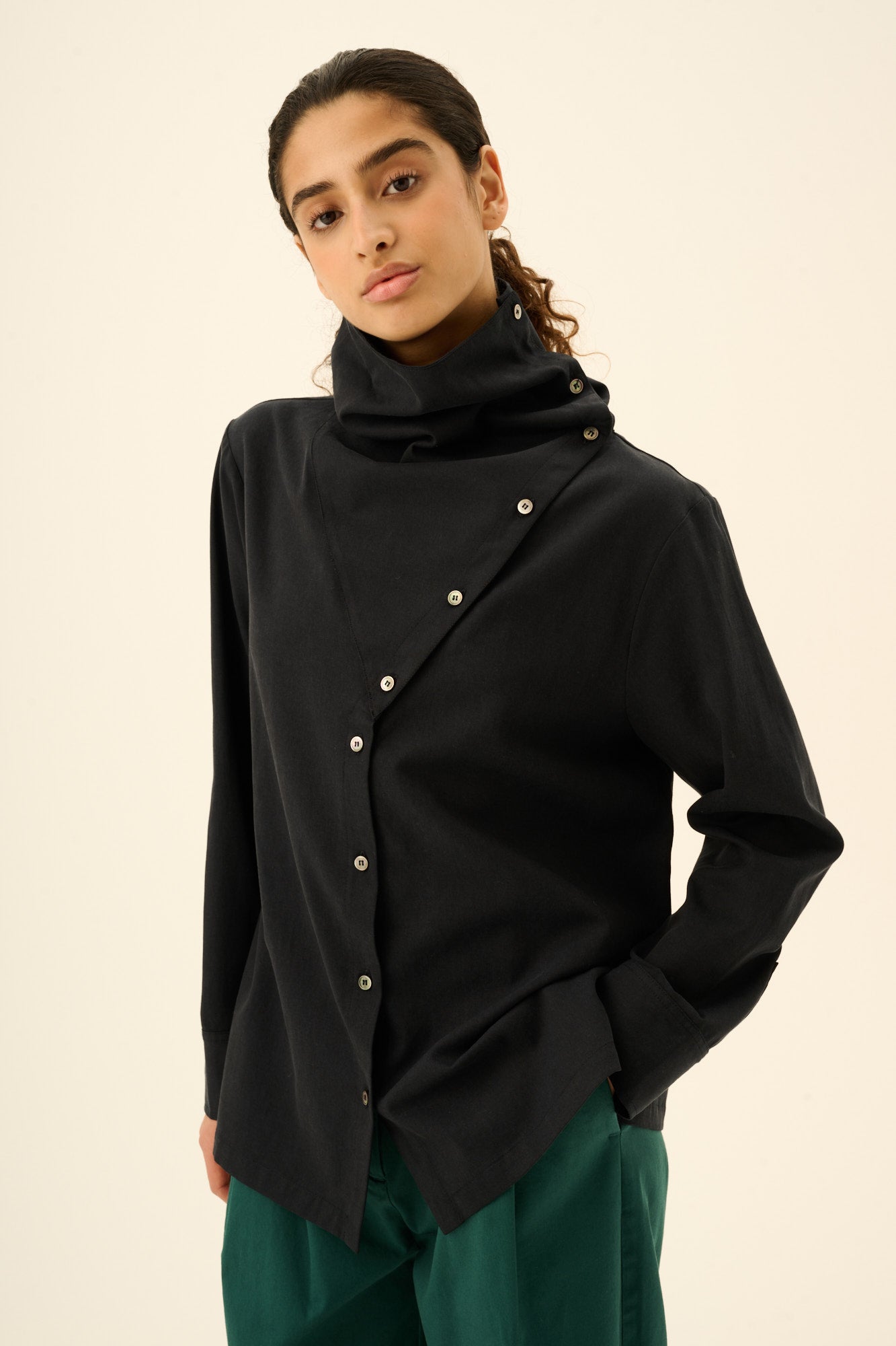 Rue de Tokyo SAGE SANDWASHED CT TENCEL Shirts NAVY