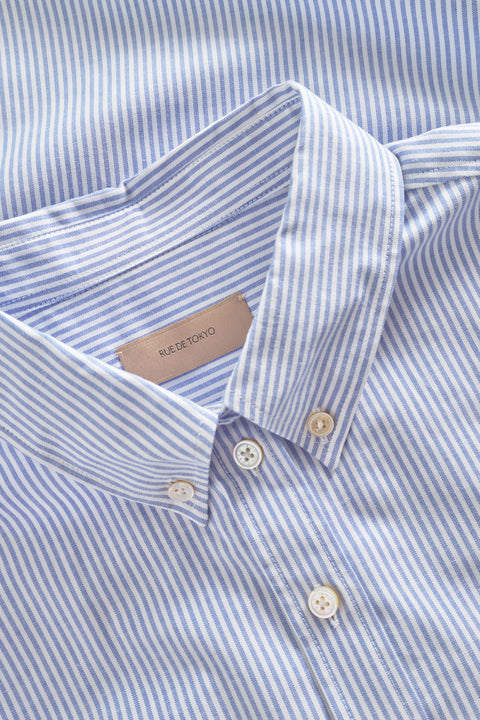 Rue de Tokyo SAILORI OXFORD DOUBLE STRIPE SHIRTS WHITE BLUE STRIPE