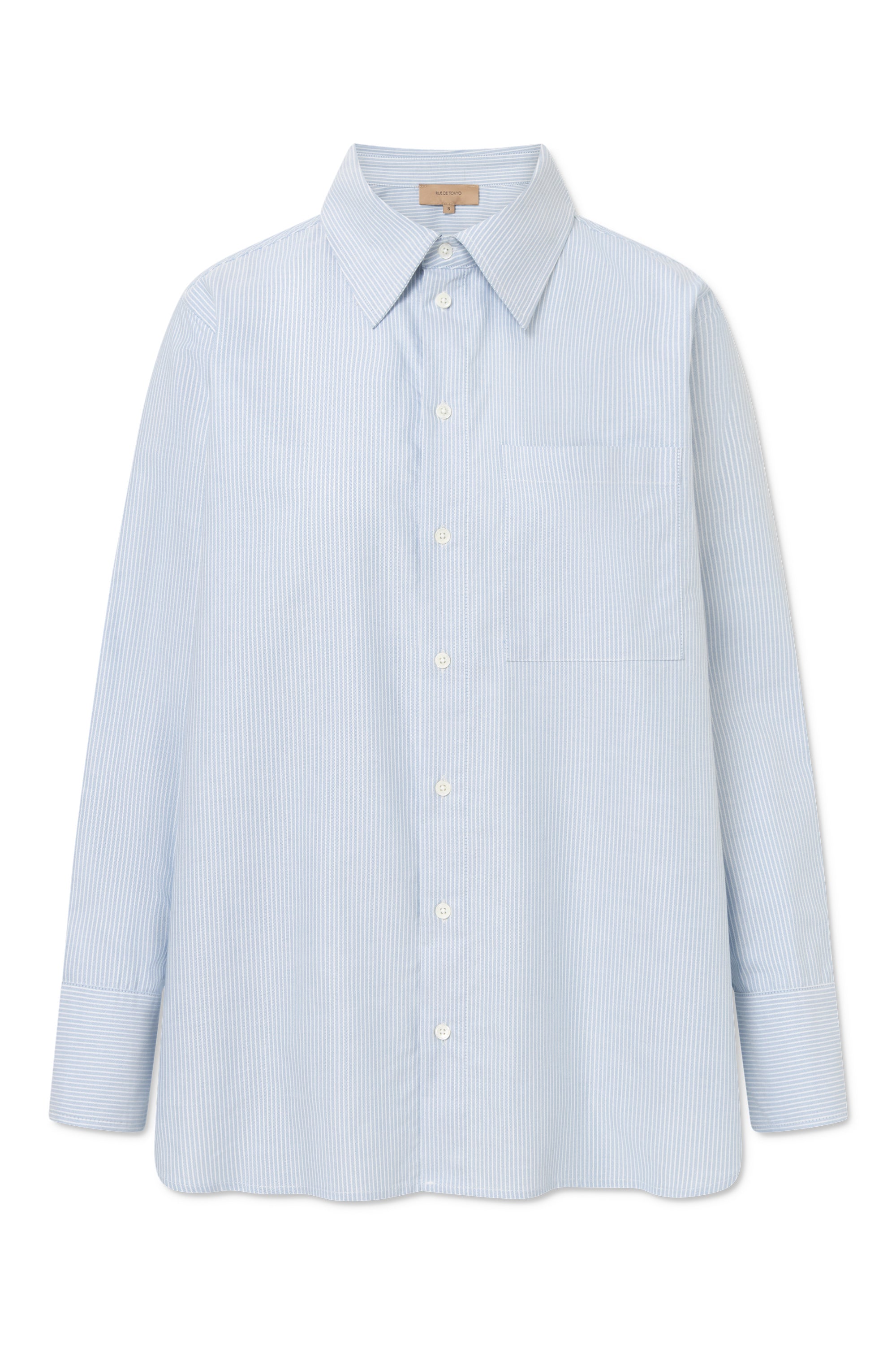 Rue de Tokyo SALLY STRIPED OXFORD Shirts WHITE / LIGHT BLUE STRIPE