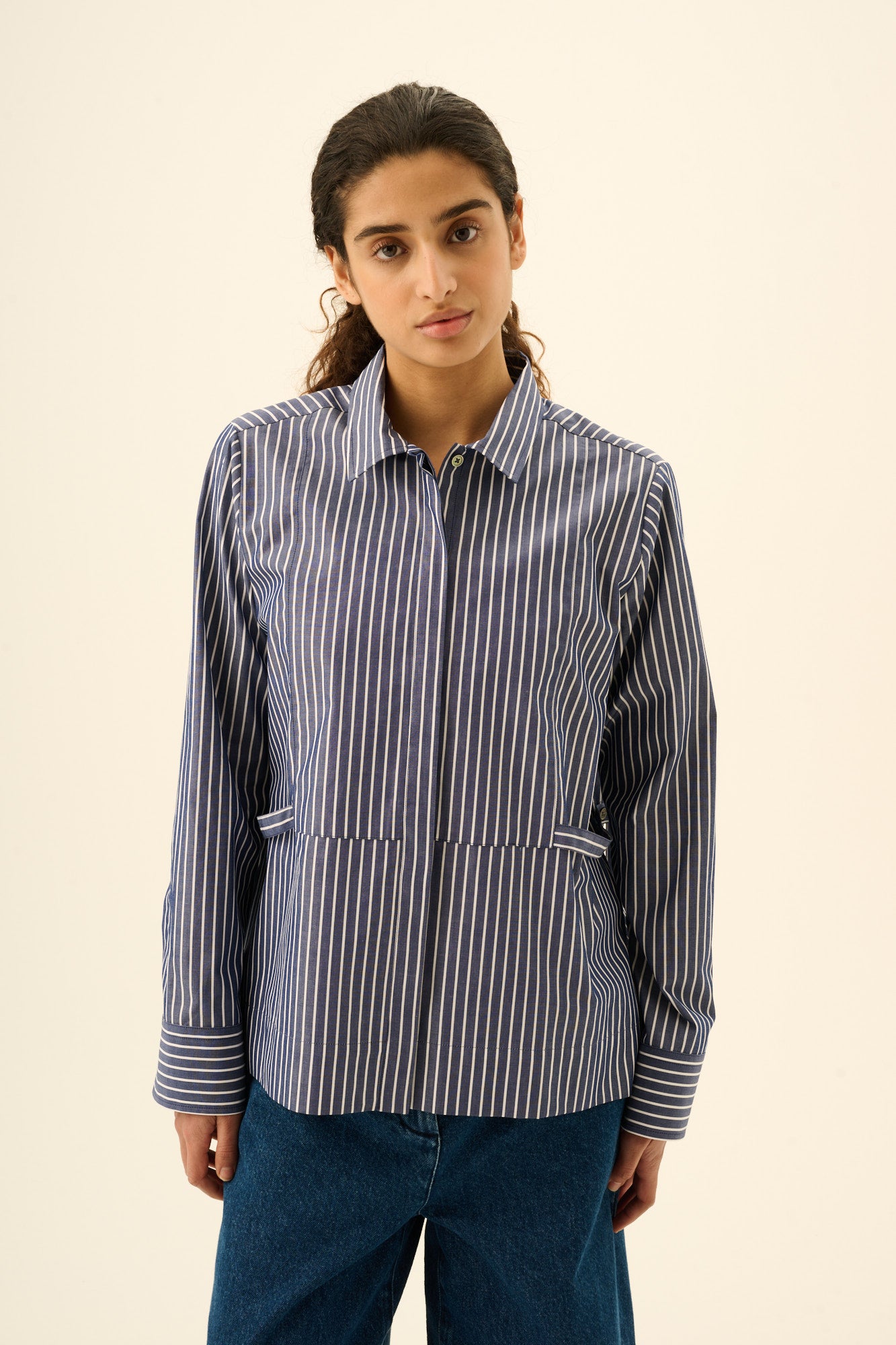 Rue de Tokyo SALOMA NAVY STRIPE Shirts NAVY/WHITE
