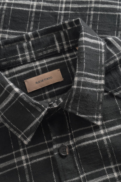 Rue de Tokyo SAMWELL JAPANESE FLANNEL CHECK SHIRTS BLACK/WHITE CHECK