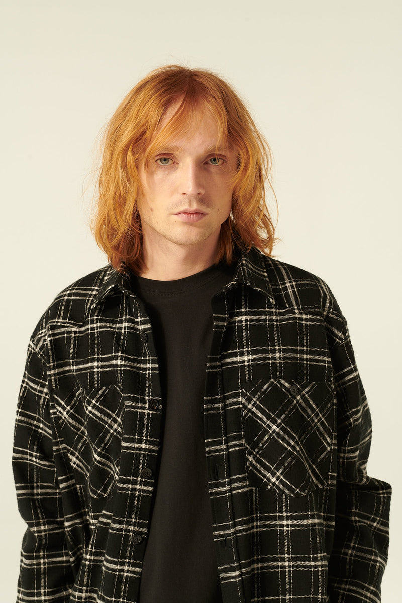 Rue de Tokyo SAMWELL JAPANESE FLANNEL CHECK SHIRTS BLACK/WHITE CHECK