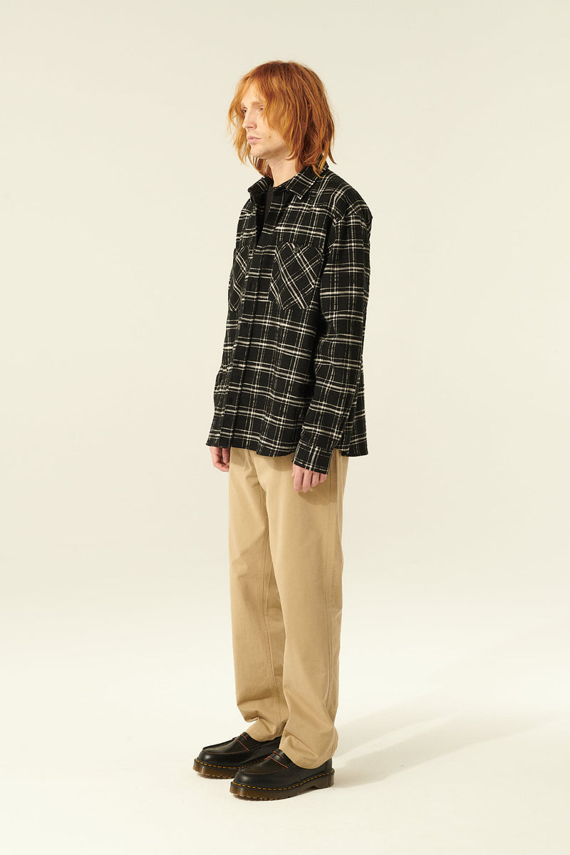 Rue de Tokyo SAMWELL JAPANESE FLANNEL CHECK SHIRTS BLACK/WHITE CHECK