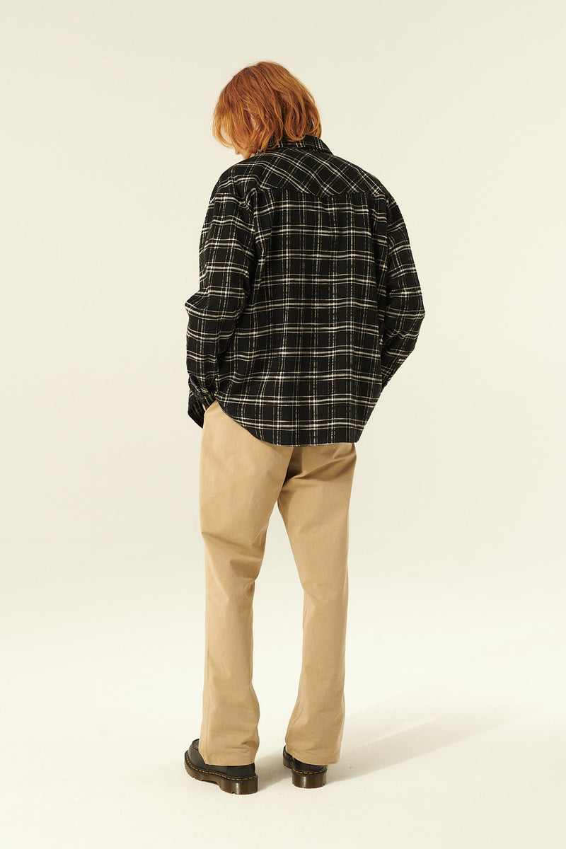 Rue de Tokyo SAMWELL JAPANESE FLANNEL CHECK SHIRTS BLACK/WHITE CHECK