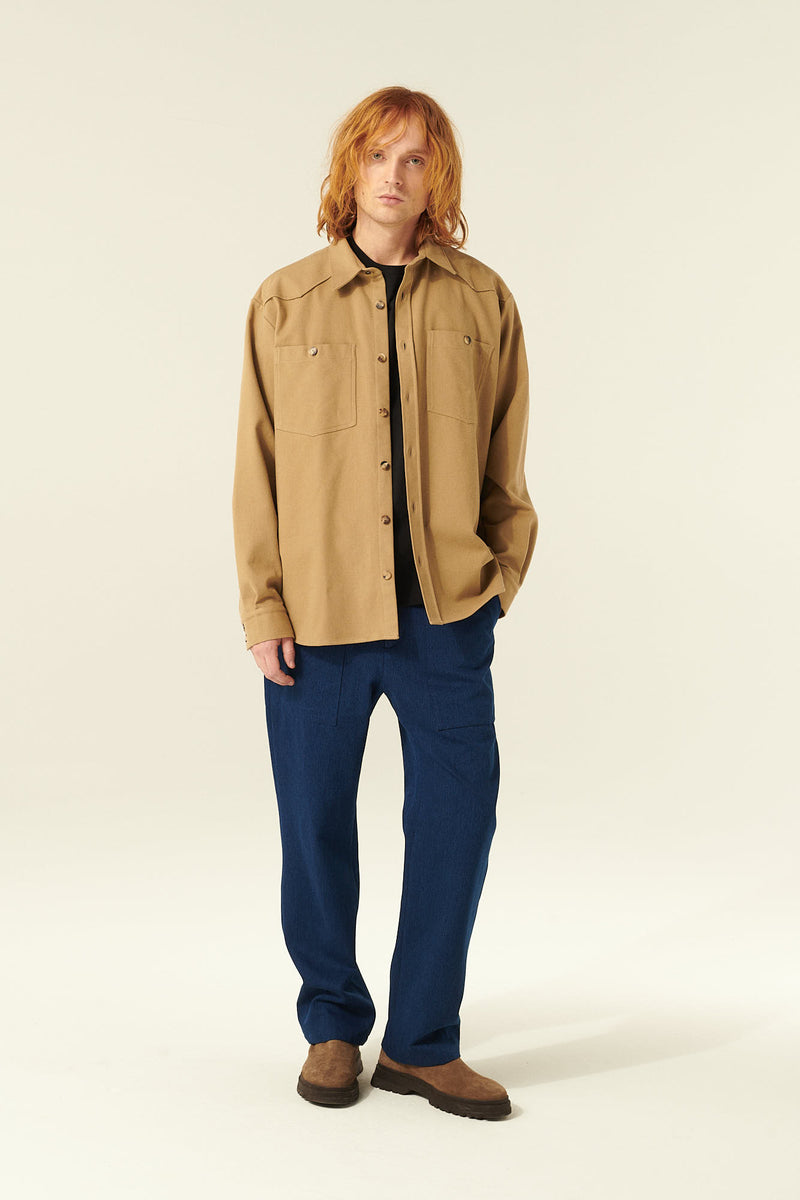 Rue de Tokyo SAMWELL SOLID FLANNEL SHIRTS WARM BEIGE