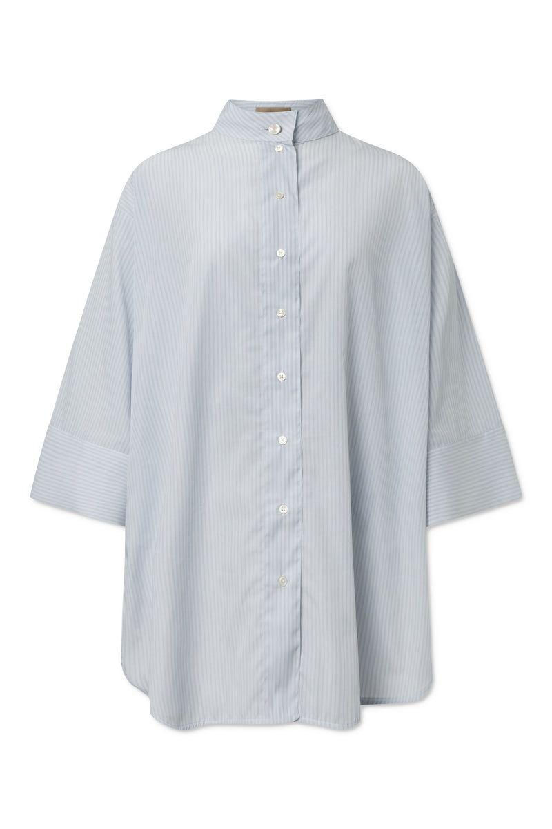 Rue de Tokyo SASCHA FINE STRIPE DRESSES LIGHT BLUE WHITE STRIPE