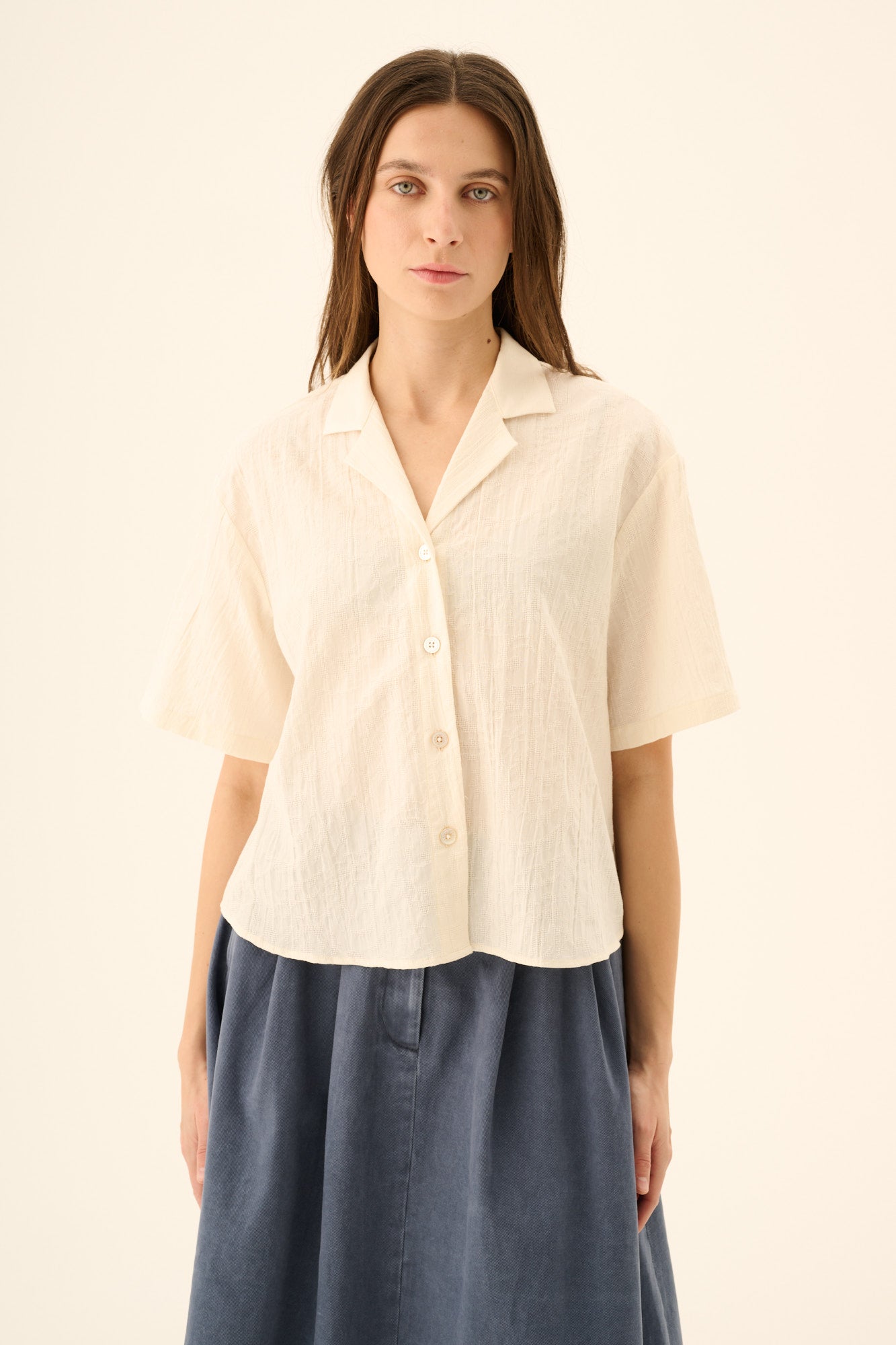 Rue de Tokyo SASKIA LIGHT JACQUARD Shirts EGGSHELL