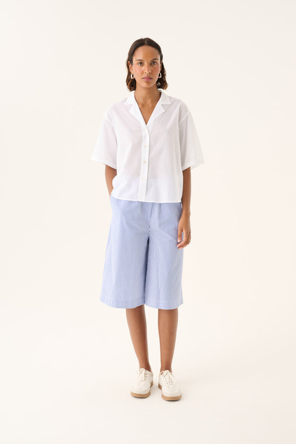 Rue de Tokyo SASKIA PATTERNED COTTON Shirts WHITE