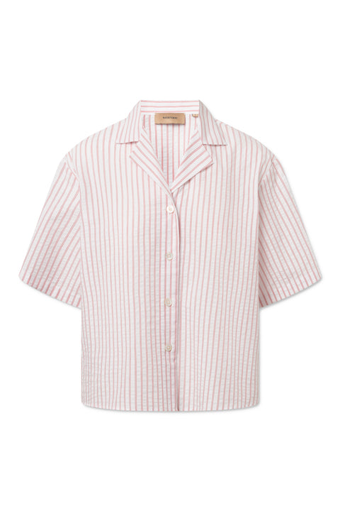 Rue de Tokyo SASKIA STRIPED SEERSUCKER COTTON SHIRTS RED/WHITE STRIPE