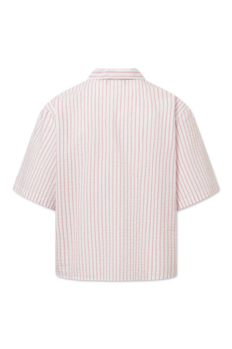 Rue de Tokyo SASKIA STRIPED SEERSUCKER COTTON SHIRTS RED/WHITE STRIPE