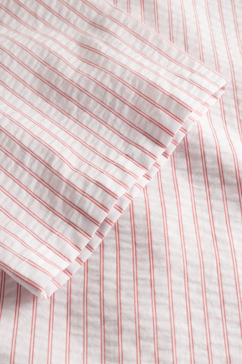 Rue de Tokyo SASKIA STRIPED SEERSUCKER COTTON SHIRTS RED/WHITE STRIPE