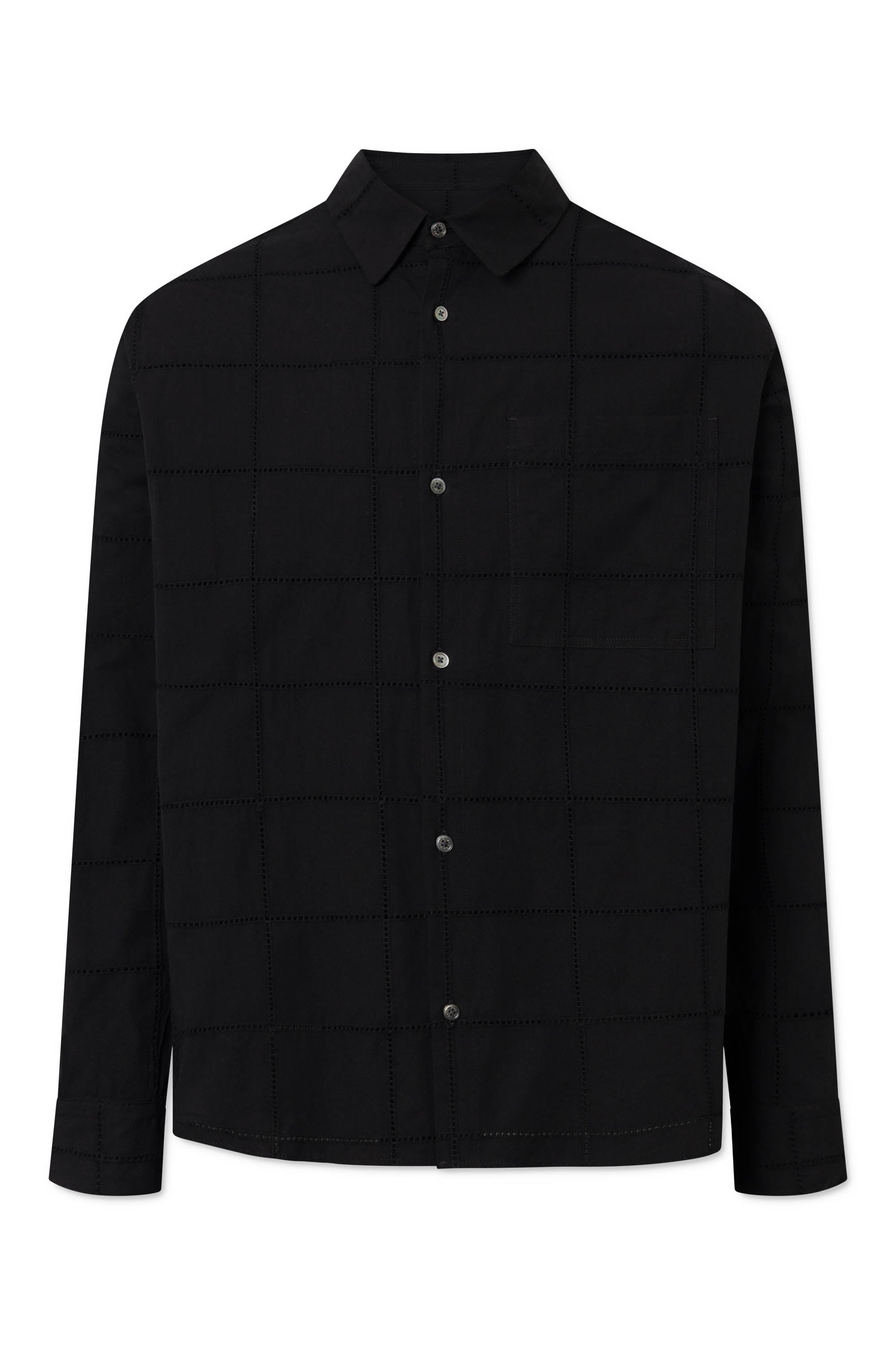 Rue de Tokyo SATOSHI EYELET POPLIN Shirts BLACK