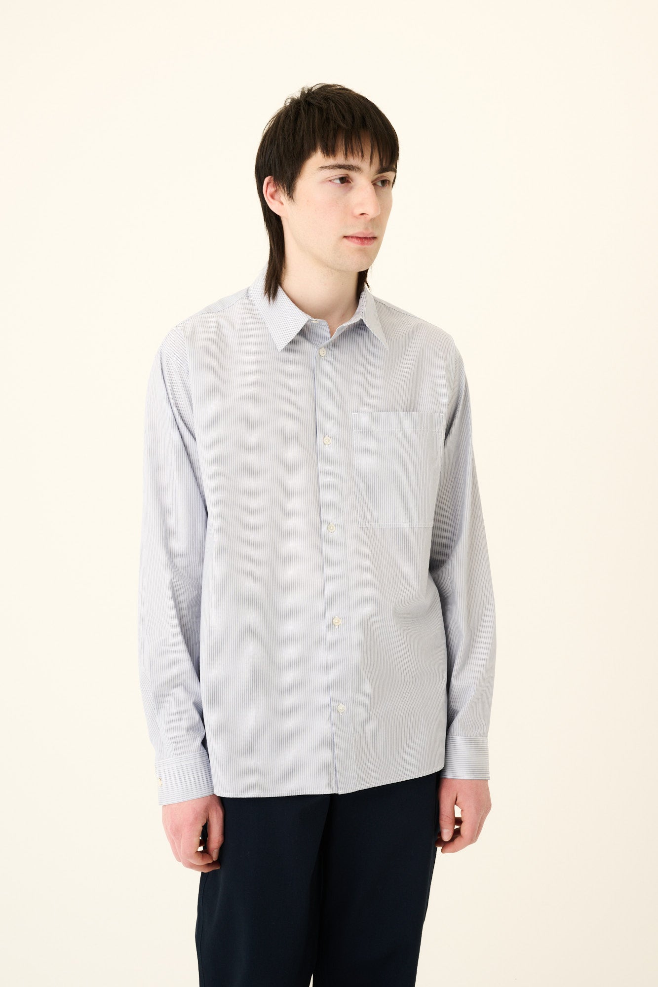 Rue de Tokyo SATOSHI MAYFAIR STRIPE Shirts NAVY WHITE STRIPE