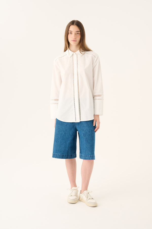 Rue de Tokyo SATU EYELET EMBROIDERY Shirts WHITE