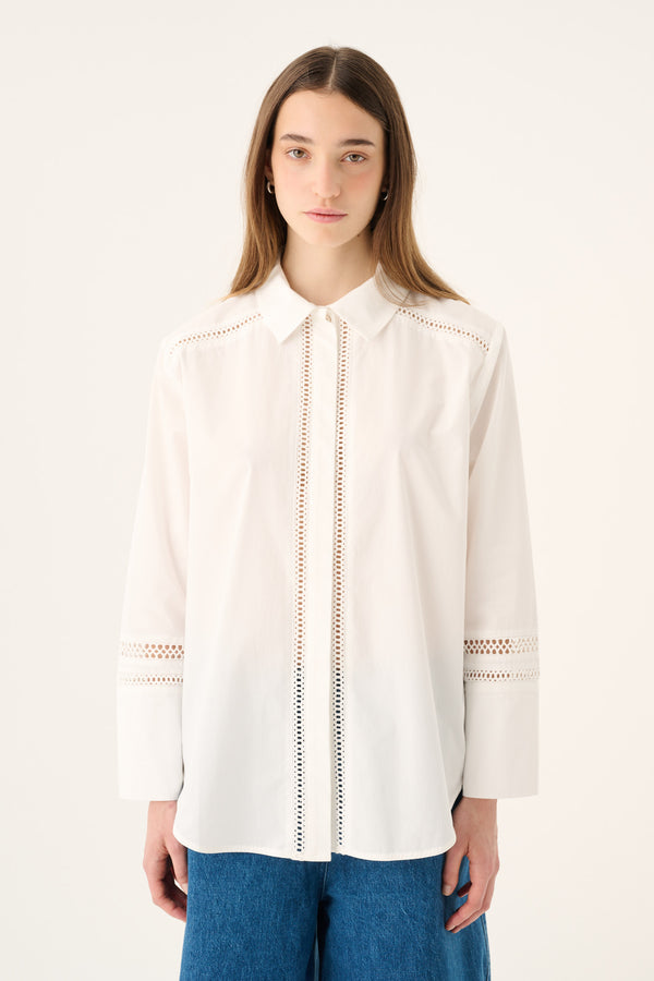 Rue de Tokyo SATU EYELET EMBROIDERY Shirts WHITE