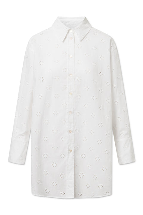 Rue de Tokyo SCOUT EMBROIDERED COTTON VOILE SHIRTS WHITE