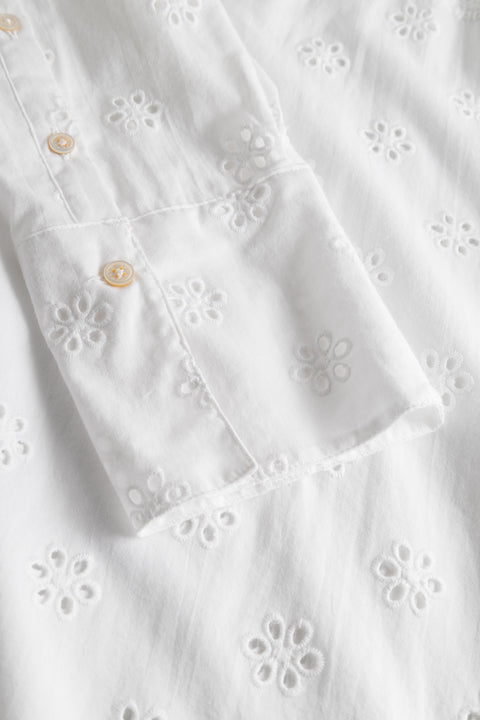 Rue de Tokyo SCOUT EMBROIDERED COTTON VOILE SHIRTS WHITE