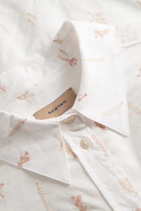 Rue de Tokyo SCOUT JAPANESE EMBROIDERED COTTON VOILE SHIRTS WHITE/NUDE FLOWER