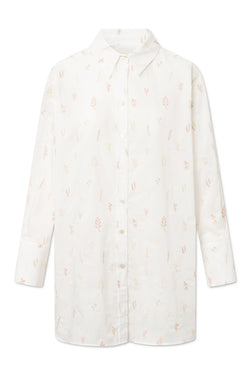 Rue de Tokyo SCOUT JAPANESE EMBROIDERED COTTON VOILE SHIRTS WHITE/NUDE FLOWER