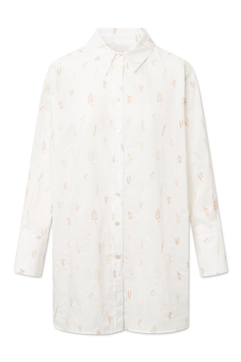 Rue de Tokyo SCOUT JAPANESE EMBROIDERED COTTON VOILE SHIRTS WHITE/NUDE FLOWER