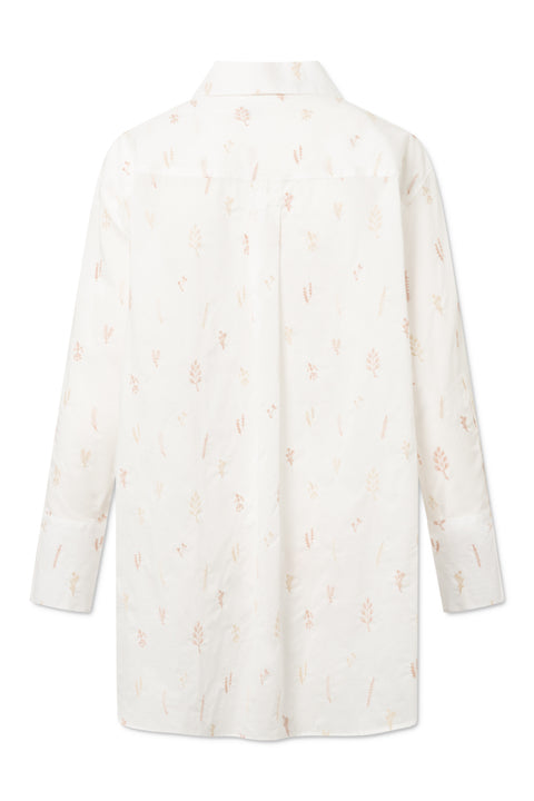 Rue de Tokyo SCOUT JAPANESE EMBROIDERED COTTON VOILE SHIRTS WHITE/NUDE FLOWER