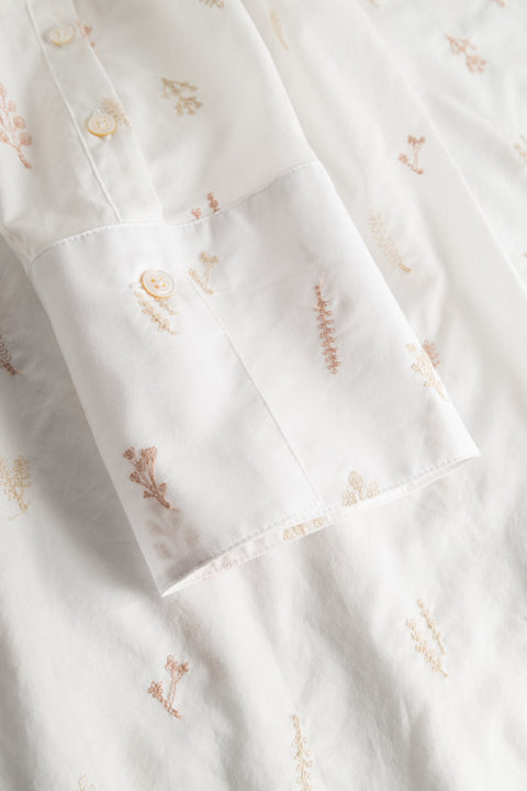 Rue de Tokyo SCOUT JAPANESE EMBROIDERED COTTON VOILE SHIRTS WHITE/NUDE FLOWER